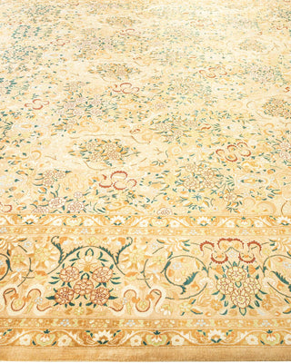 Traditional Mogul Yellow Wool Area Rug 9' 2" x 11' 10" - Solo Rugs