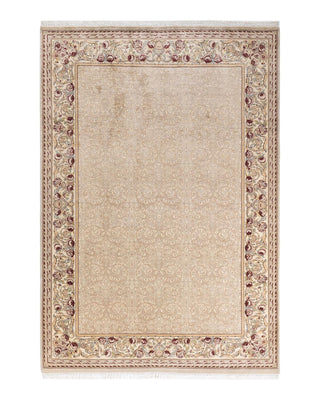 Traditional Mogul Ivory Wool Area Rug 6' 1" x 9' 3" - Solo Rugs