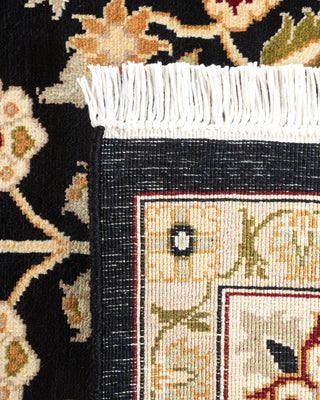 Traditional Mogul Black Wool Area Rug 6' 0" x 9' 3" - Solo Rugs