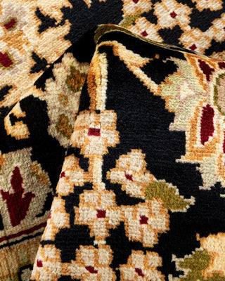 Traditional Mogul Black Wool Area Rug 6' 0" x 9' 3" - Solo Rugs