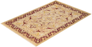 Traditional Mogul Yellow Wool Area Rug 6' 1" x 9' 3" - Solo Rugs