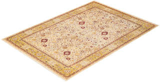 Traditional Mogul Ivory Wool Area Rug 6' 2" x 8' 10" - Solo Rugs