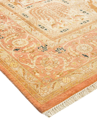 Traditional Mogul Pink Wool Area Rug 6' 1" x 8' 10" - Solo Rugs