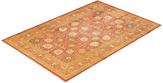 Traditional Mogul Orange Wool Area Rug 6' 1" x 9' 0" - Solo Rugs