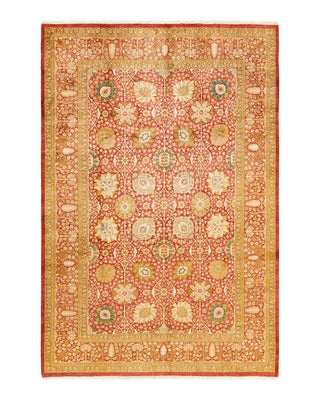 Traditional Mogul Orange Wool Area Rug 6' 1" x 9' 0" - Solo Rugs