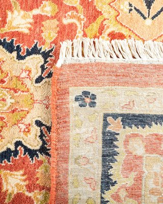 Traditional Mogul Orange Wool Area Rug 6' 0" x 9' 5" - Solo Rugs