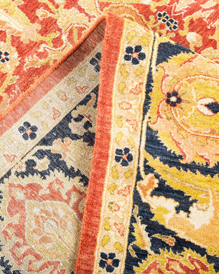 Traditional Mogul Orange Wool Area Rug 6' 0" x 9' 5" - Solo Rugs