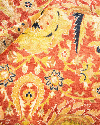 Traditional Mogul Orange Wool Area Rug 6' 0" x 9' 5" - Solo Rugs