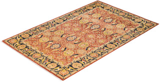 Traditional Mogul Orange Wool Area Rug 6' 0" x 9' 5" - Solo Rugs