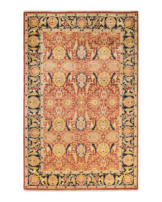 Traditional Mogul Orange Wool Area Rug 6' 0" x 9' 5" - Solo Rugs