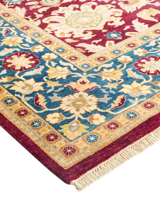 Traditional Mogul Red Wool Area Rug 6' 1" x 8' 9" - Solo Rugs