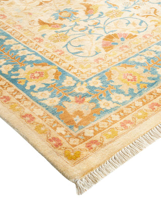 Traditional Mogul Ivory Wool Area Rug 6' 1" x 8' 6" - Solo Rugs