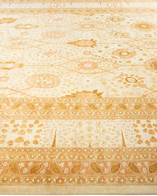 Traditional Mogul Ivory Wool Area Rug 9' 2" x 12' 2" - Solo Rugs