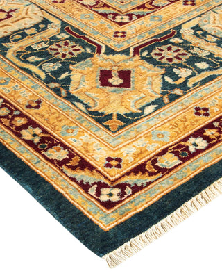 Contemporary Eclectic Green Wool Area Rug 9' 1" x 12' 3" - Solo Rugs