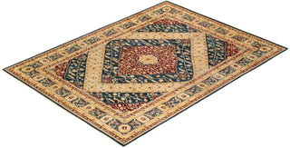 Contemporary Eclectic Green Wool Area Rug 9' 1" x 12' 3" - Solo Rugs