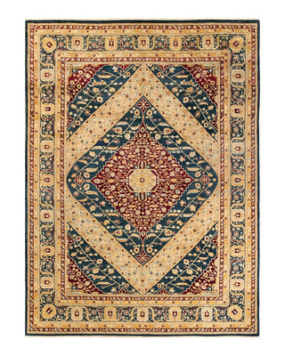 Contemporary Eclectic Green Wool Area Rug 9' 1" x 12' 3" - Solo Rugs