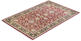 Traditional Mogul Orange Wool Area Rug 4' 1" x 6' 2" - Solo Rugs
