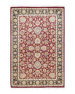 Traditional Mogul Orange Wool Area Rug 4' 1" x 6' 2" - Solo Rugs