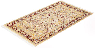 Traditional Mogul Ivory Wool Area Rug 3' 2" x 5' 4" - Solo Rugs