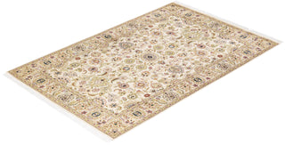 Traditional Mogul Ivory Wool Area Rug 4' 3" x 6' 5" - Solo Rugs