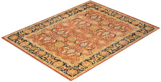 Traditional Mogul Orange Wool Area Rug 8' 2" x 10' 5" - Solo Rugs