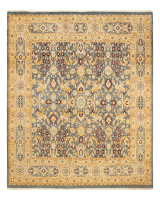 Traditional Mogul Gray Wool Square Area Rug 8' 2" x 8' 2" - Solo Rugs