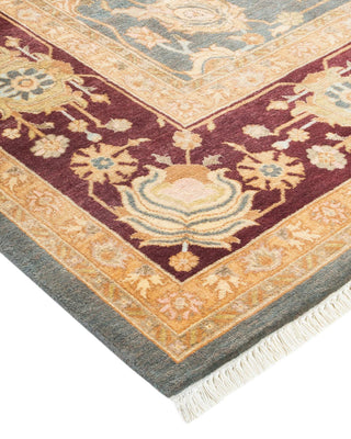 Traditional Mogul Gray Wool Area Rug 6' 1" x 9' 1" - Solo Rugs