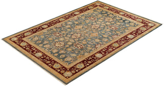 Traditional Mogul Gray Wool Area Rug 6' 1" x 9' 1" - Solo Rugs