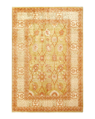 Traditional Mogul Green Wool Area Rug 6' 3" x 9' 4" - Solo Rugs