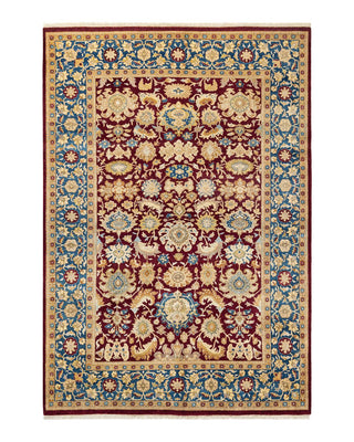 Traditional Mogul Red Wool Area Rug 6' 2" x 8' 10" - Solo Rugs