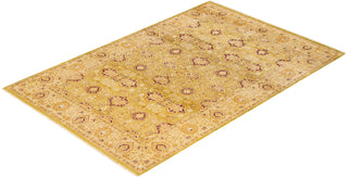 Traditional Mogul Green Wool Area Rug 6' 2" x 9' 4" - Solo Rugs