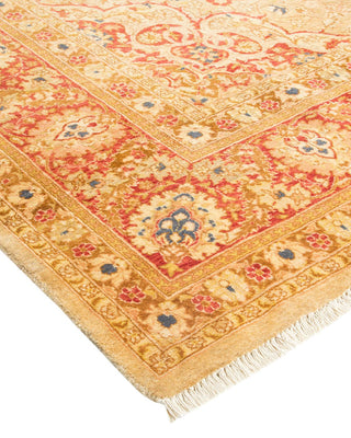 Traditional Mogul Yellow Wool Area Rug 6' 1" x 8' 10" - Solo Rugs