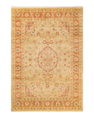 Traditional Mogul Yellow Wool Area Rug 6' 1" x 8' 10" - Solo Rugs