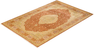 Traditional Mogul Brown Wool Area Rug 6' 1" x 9' 2" - Solo Rugs
