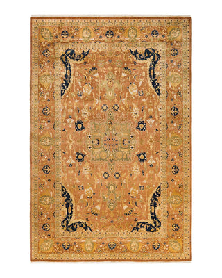 Traditional Mogul Brown Wool Area Rug 6' 1" x 9' 1" - Solo Rugs