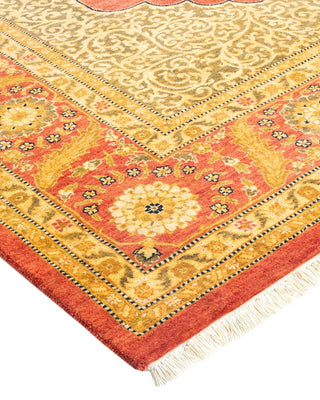 Traditional Mogul Orange Wool Area Rug 6' 4" x 8' 10" - Solo Rugs