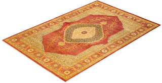 Traditional Mogul Orange Wool Area Rug 6' 4" x 8' 10" - Solo Rugs