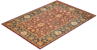 Traditional Mogul Red Wool Area Rug 6' 3" x 8' 10" - Solo Rugs