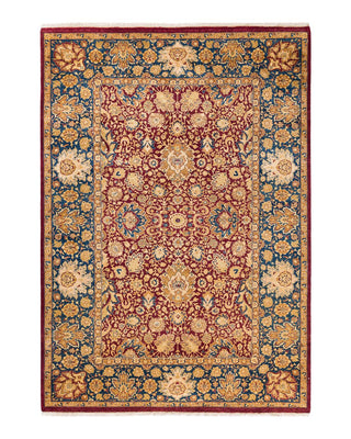 Traditional Mogul Red Wool Area Rug 6' 3" x 8' 10" - Solo Rugs