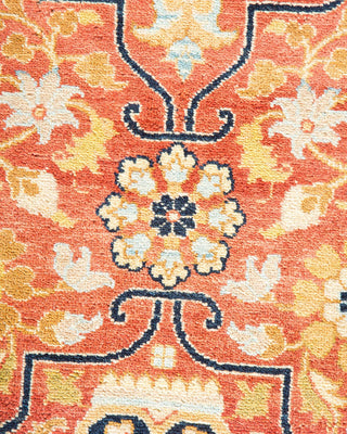 Traditional Mogul Orange Wool Area Rug 6' 3" x 9' 4" - Solo Rugs