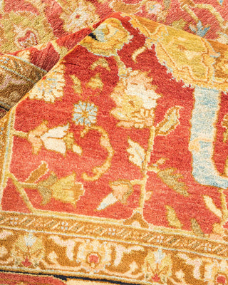 Traditional Mogul Orange Wool Area Rug 6' 1" x 9' 0" - Solo Rugs