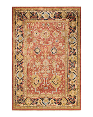 Traditional Mogul Orange Wool Area Rug 6' 1" x 9' 0" - Solo Rugs