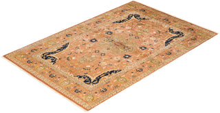Traditional Mogul Brown Wool Area Rug 6' 0" x 9' 3" - Solo Rugs