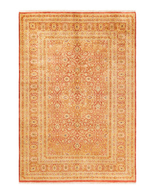 Traditional Mogul Orange Wool Area Rug 6' 2" x 8' 10" - Solo Rugs