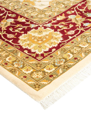 Traditional Mogul Ivory Wool Area Rug 9' 1" x 12' 3" - Solo Rugs