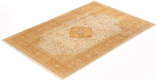 Traditional Mogul Ivory Wool Area Rug 6' 1" x 9' 1" - Solo Rugs