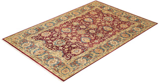 Traditional Mogul Red Wool Area Rug 6' 0" x 9' 0" - Solo Rugs