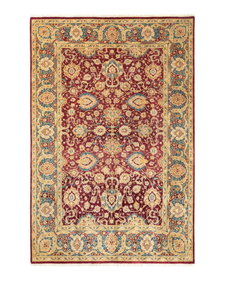 Traditional Mogul Red Wool Area Rug 6' 0" x 9' 0" - Solo Rugs