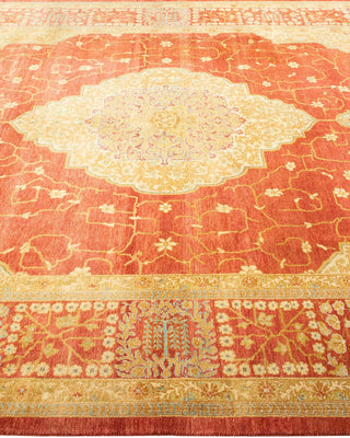 Traditional Mogul Orange Wool Area Rug 6' 1" x 9' 6" - Solo Rugs