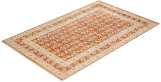 Traditional Mogul Brown Wool Area Rug 6' 1" x 9' 6" - Solo Rugs